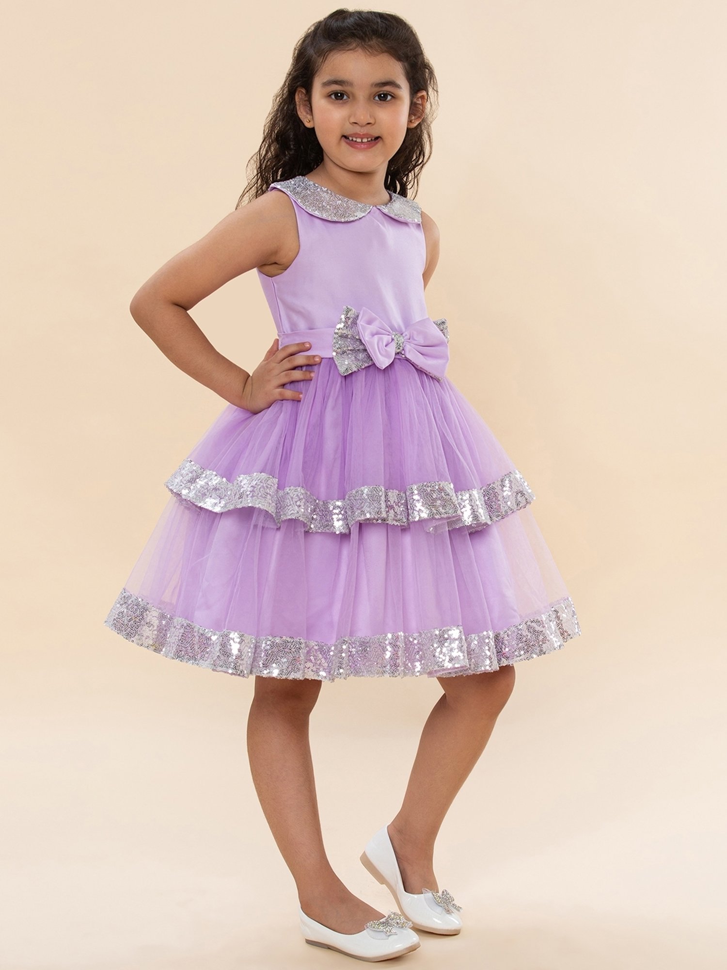 A.T.U.N. Kids Mauve Sequence Avery Dress