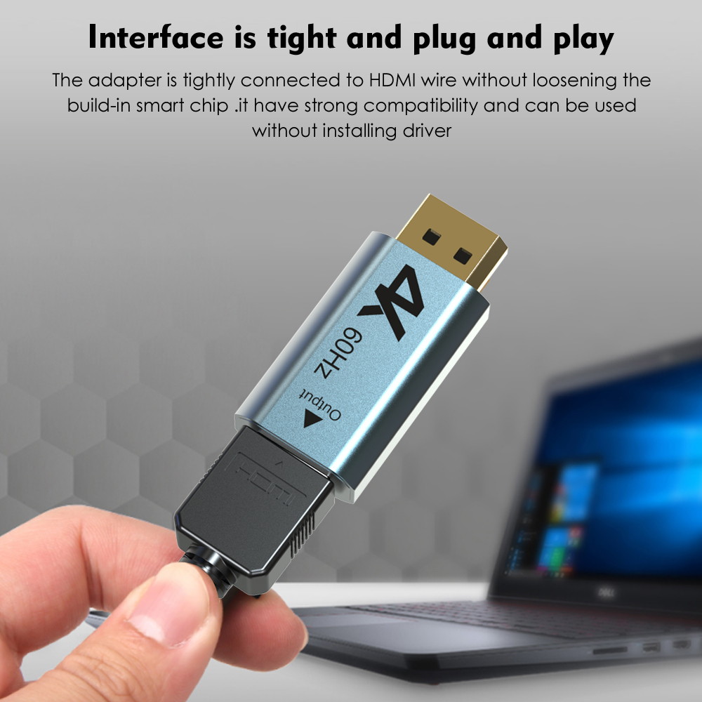 Wavlink Displayport to HDMI Adapter 4K@60Hz, DP 1.2 to HDMI 2.0 Active Converter Support UHD 4K@60Hz, 3D Resolutions up to 1920x1080@120Hz for HDTV, Monitor, Projector, 1-Pack