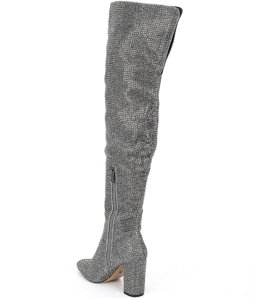 Carvela Shine Over-The-Knee Rhinestone Embellished Block Heel Boots
