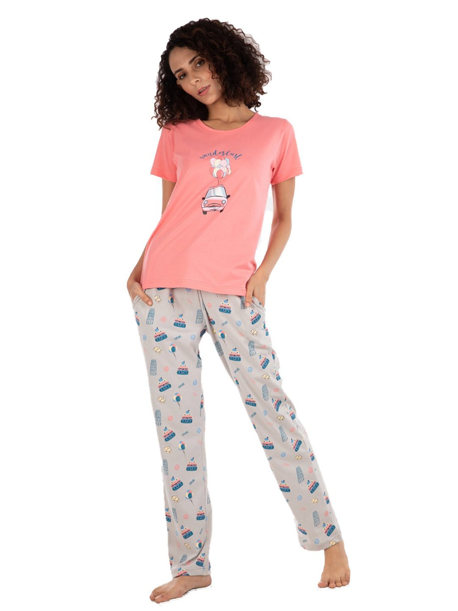 Nite Flite Multicolor Printed Top With Pyjamas