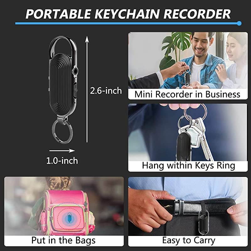 Digital Voice Recorder 32GB Keychain Mini Sound Audio Recorder for Lectures Voice Activated Recorder 384H Recording Capacity 28H Working Recording Device with Playback MP3 Player