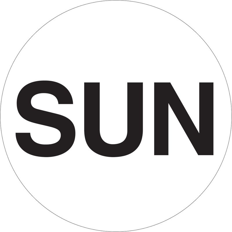 Tape Logic Inventory Circle Labels Days of the Week "SUN" 2" White 500/Roll DL6562