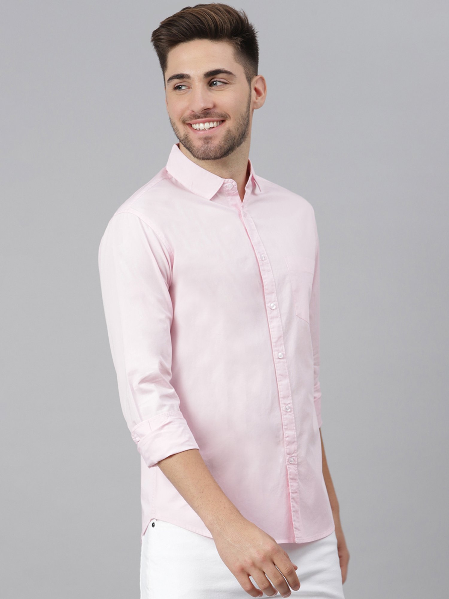 Dennis Lingo Pink Cotton Slim Fit Shirt