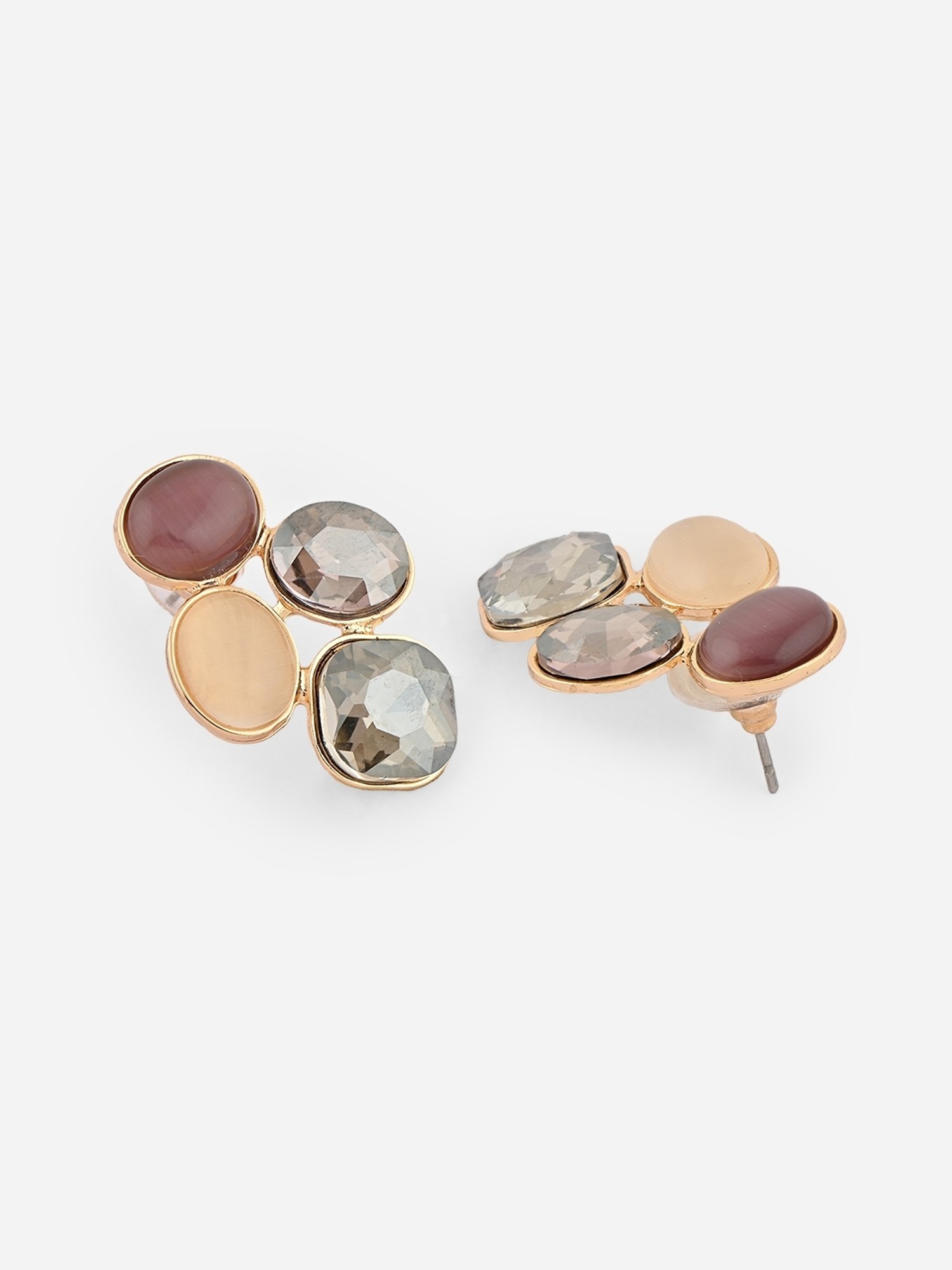 ToniQ Gold Brown Partywear Stud Earrings for Women