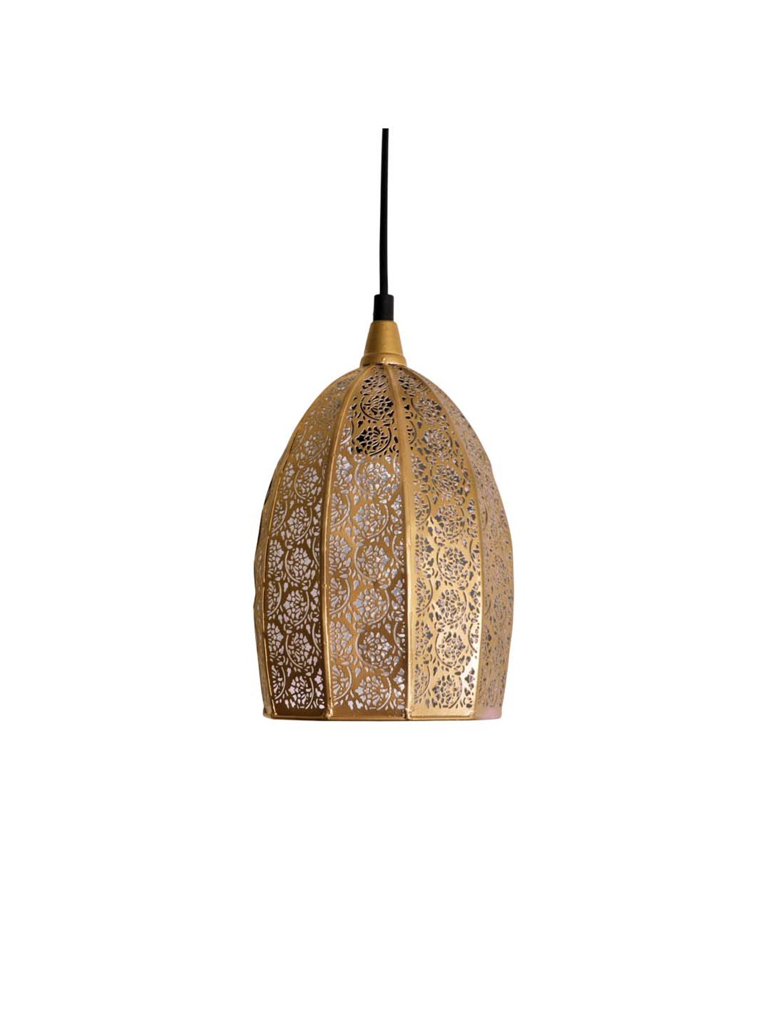 ExclusiveLane 'Moroccan Elegance' Matte Gold Iron Hand-Etched Pendant Lamp - Set of 1