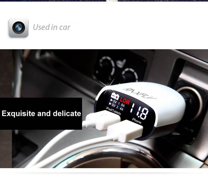 LED Screen Dual USB Car Charger for iPhone 6 7 S for Samsung S6 for iPad Universal Charger 3.4A Cars Voltage Monitoring Display