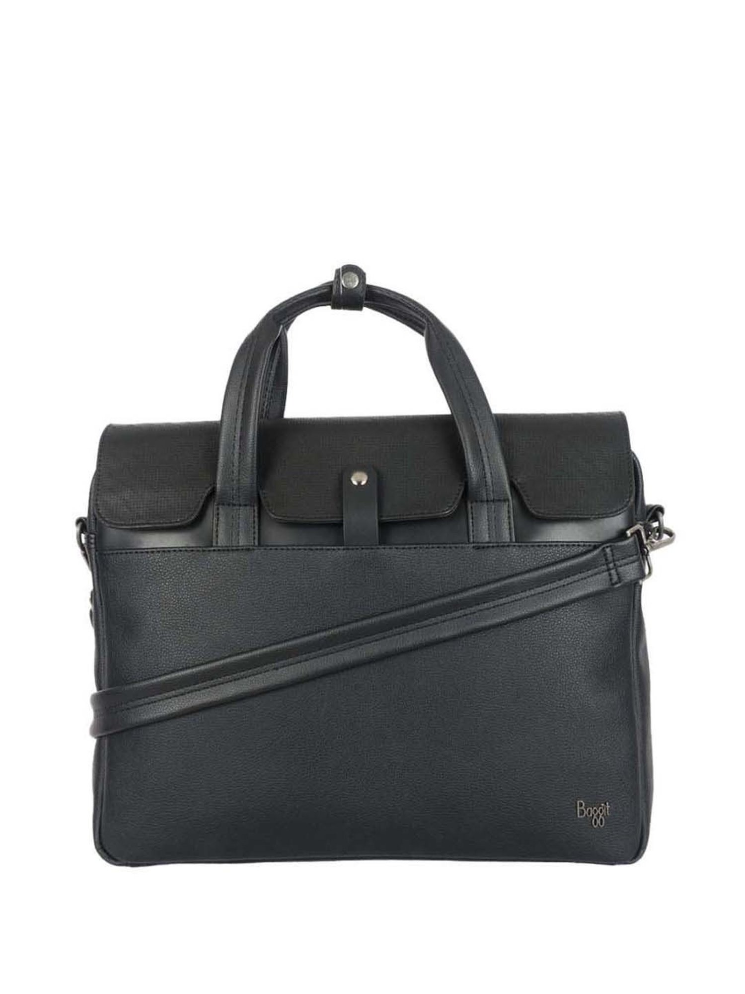 Baggit Black PVC Textured Laptop Messenger Bag