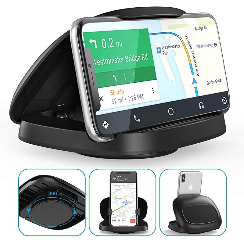 Cell Phone Holder for Car Vertical Horizontal Car Phone Mount with 360&deg; Rotate Detachable Magnetic Base Dashboard Cradle Compatible iPhone Samsung Galaxy Android Smartphones GPS Devices