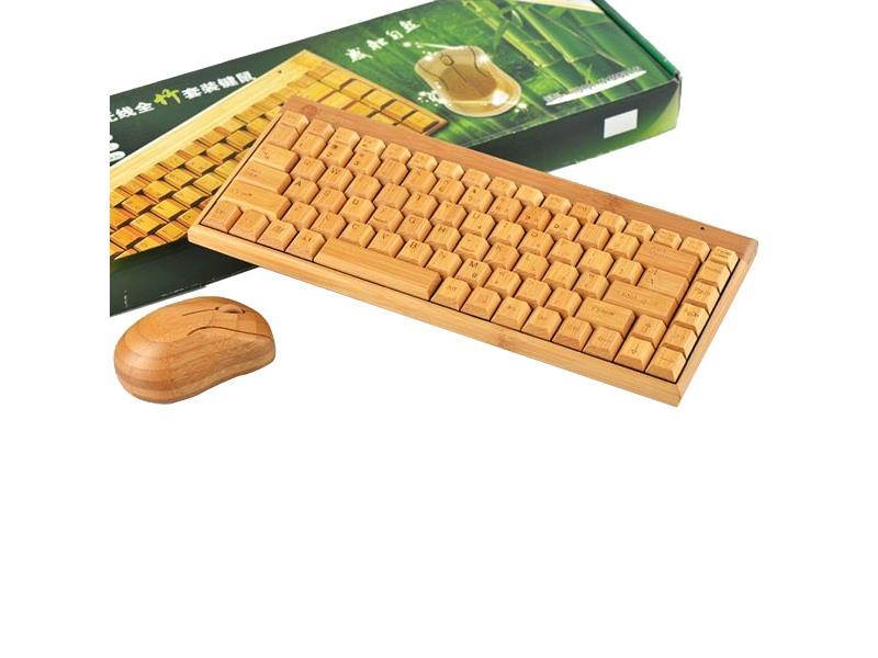 Foxnovo Eco-friendly Bamboo 88-key Wireless USB Keyboard and Optical Mouse Combo