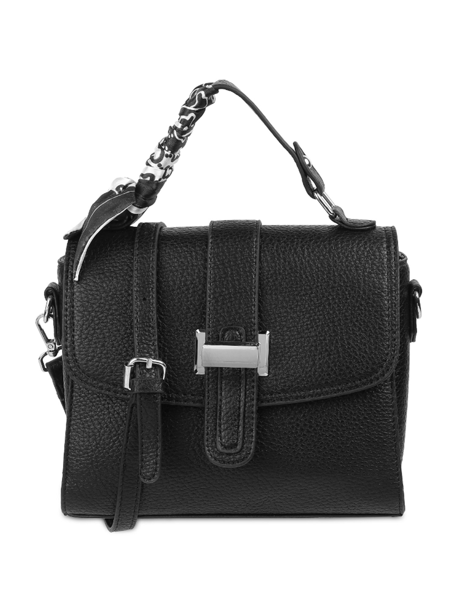 Mochi Black Textured Medium Satchel