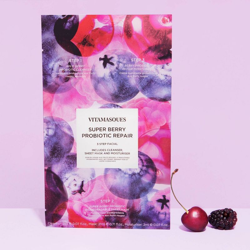 Vitamasques 3-Step Facial Mask - Super Berry - 0.71 fl oz