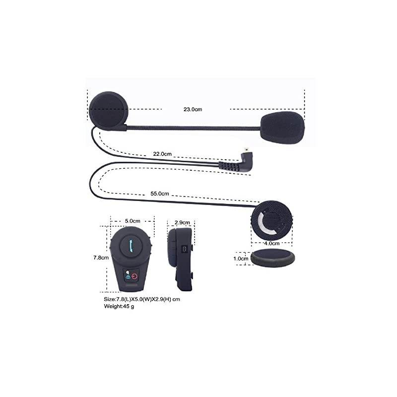 Motorcycle Helmet Speakers FDCVB Helmet Bluetooth Headset Intercom for Motorbike Skiing Communication Systems Range800M23Riders PairingBlack2 Units with Soft Cable