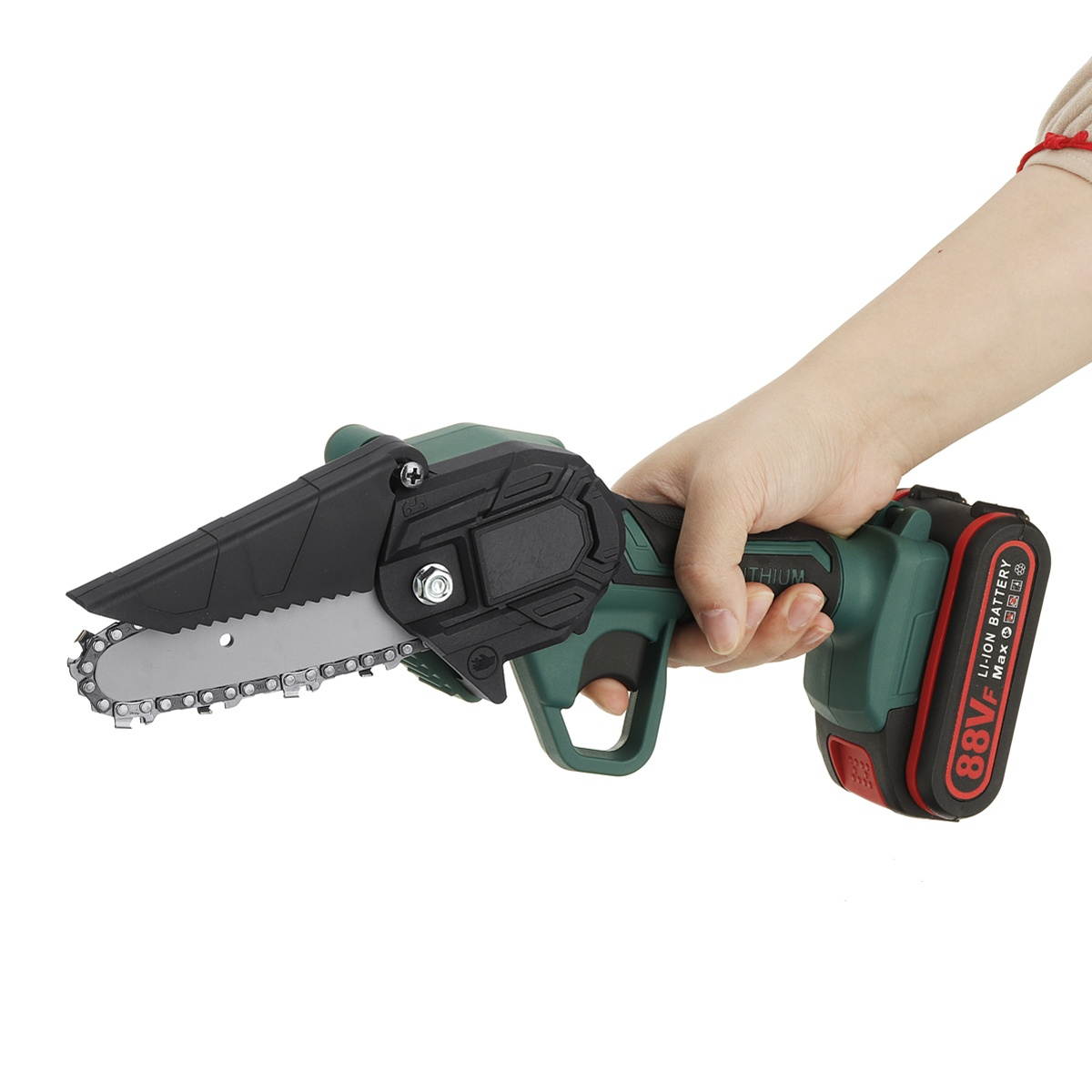 88VF 4Inch Electric Chainsaw Cordless Rechargeable Wood Cutter Chain Saws Woodworking Tools W/ 1pc or 2pcs Battery-EU Plug/One Battery