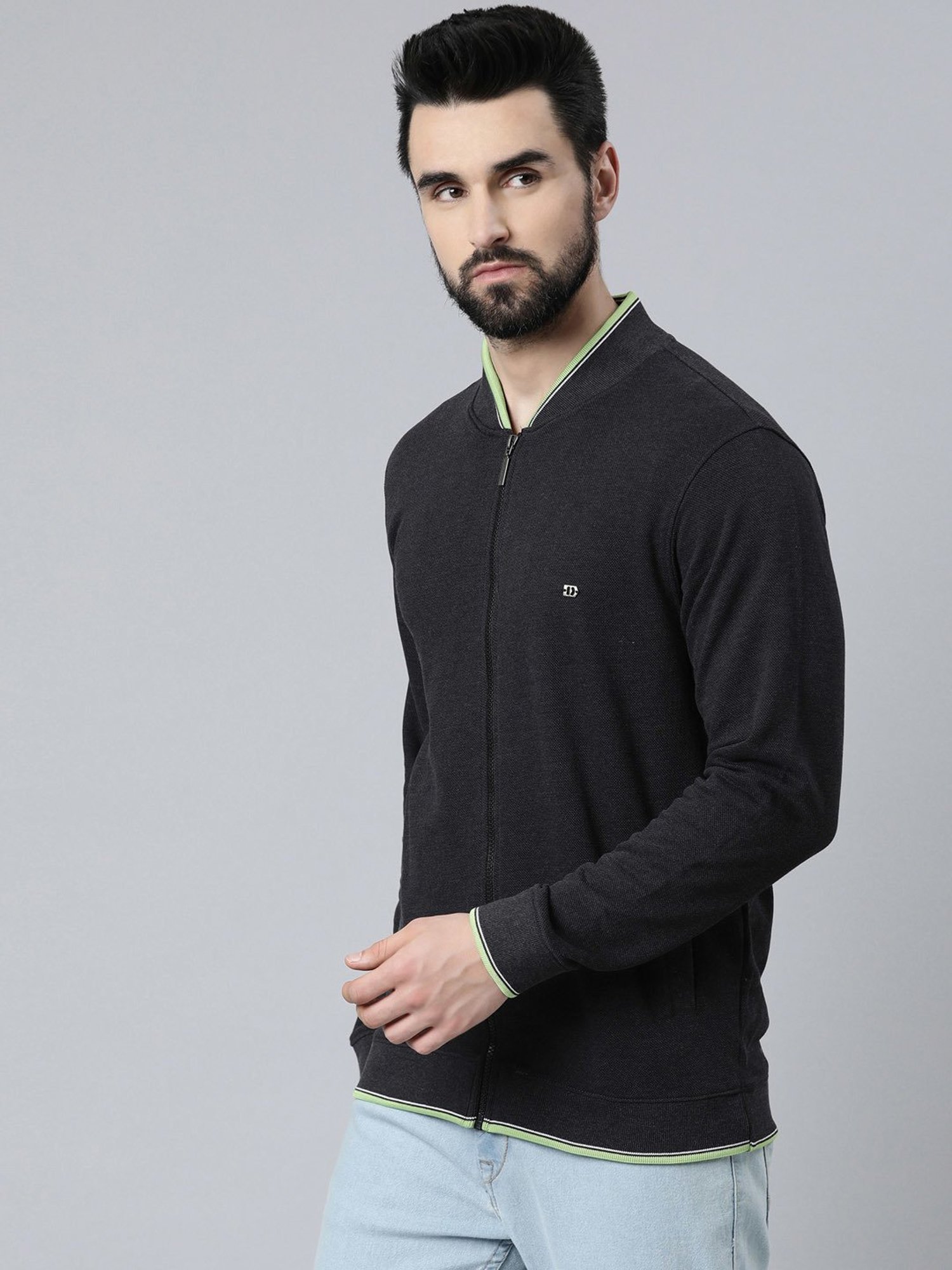 DIXCY SCOTT MAXIMUS Jet Black Relaxed Fit Bomber Neck Jacket