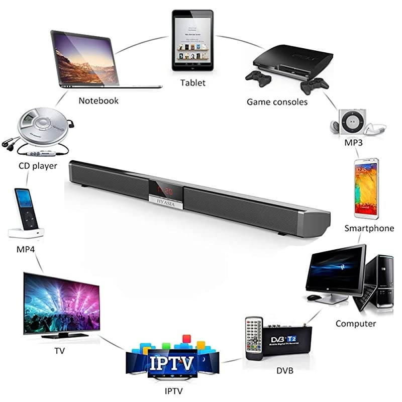 for TV Bluetooth Sound Bar Home Theater with Subwoofer and TV Surround Sound System can be Connected to BluetoothAUXOptical FiberUSB Wall Mountable Remote Control