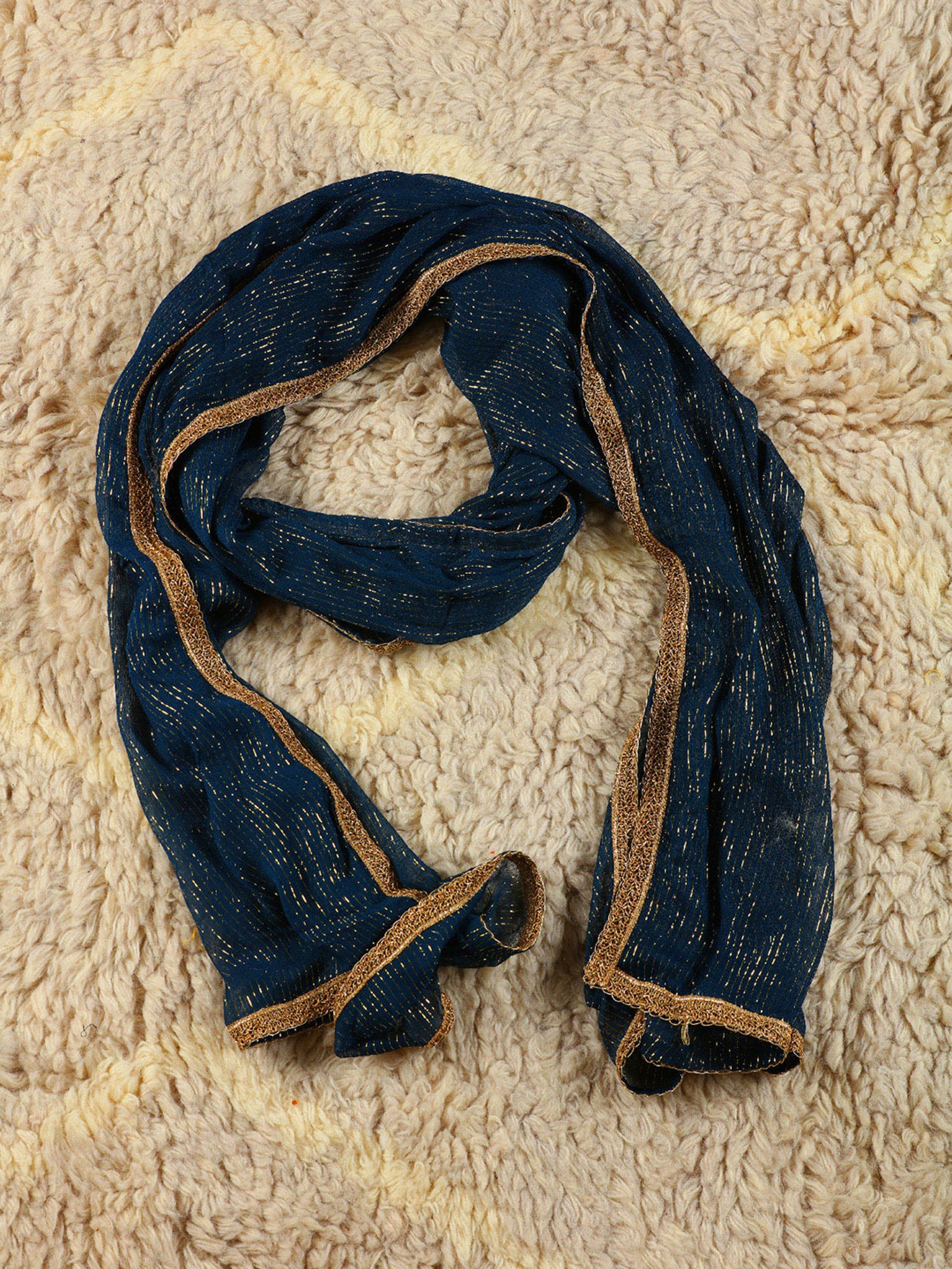 Mustard Teal Chanderi Textured Dupatta