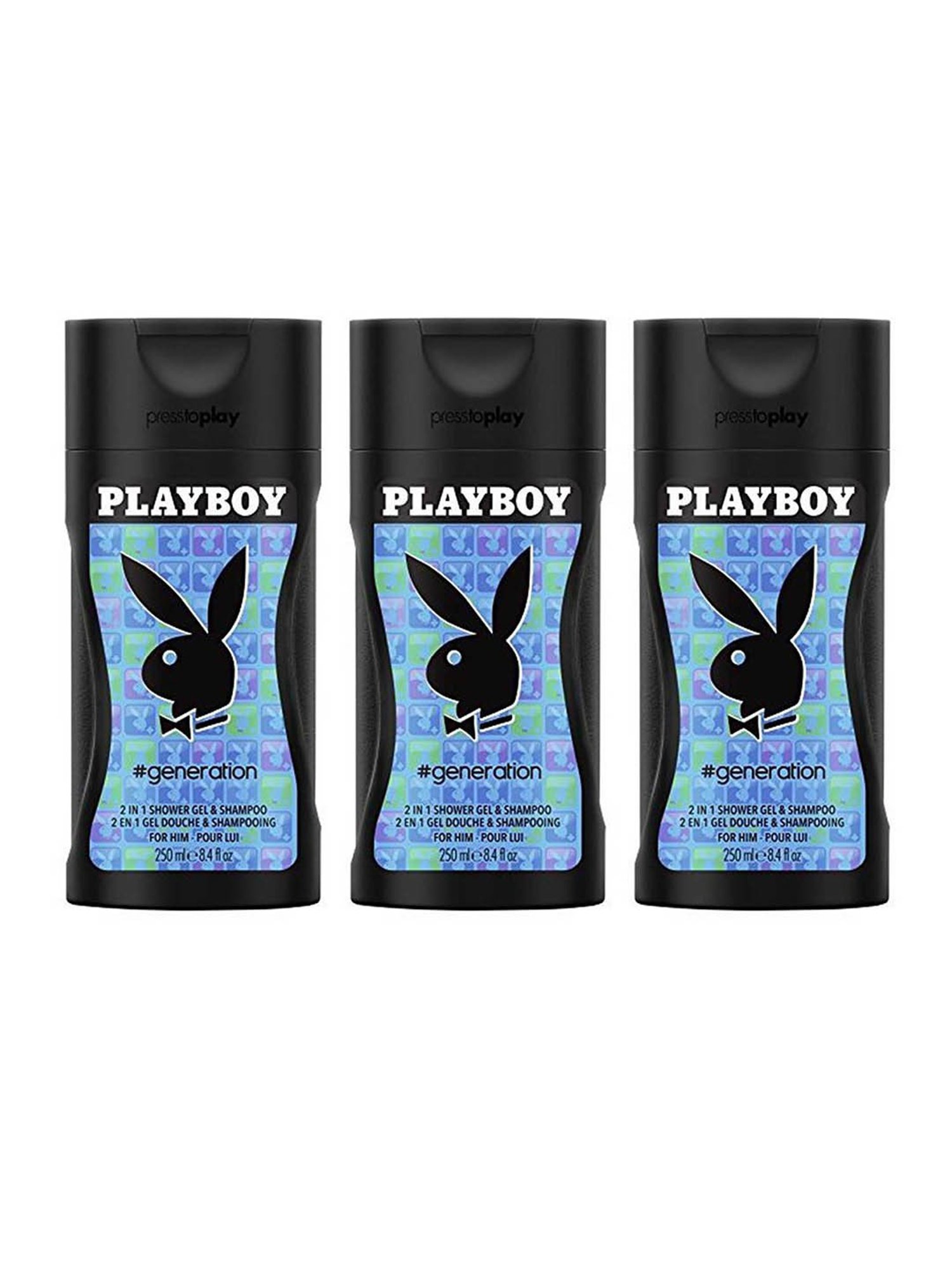 Playboy Generation Shower Gel and Shampoo for Men - Pack of 3
