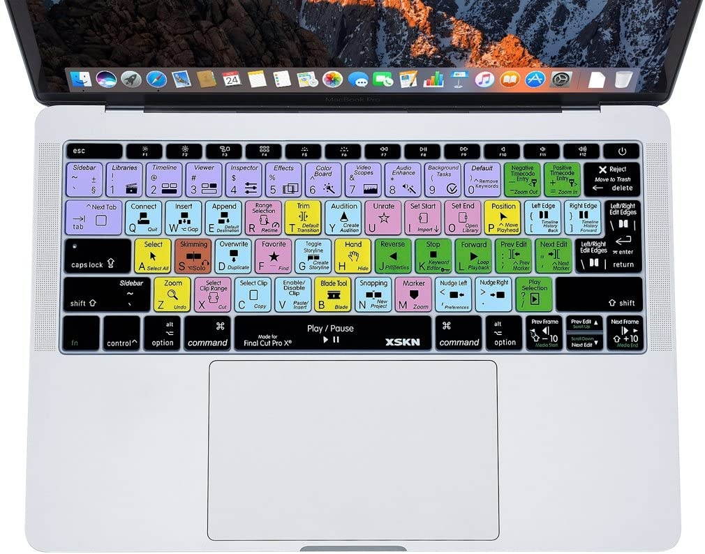 XSKN 2016 Shortcut Design Series Keyboard Skin Cover for New MacBook 12 (2015 Model A1534) and New MacBook Pro 13 (2016 Newest Version Model A1708, No Touch Bar), US&EU Version (Final Cut)