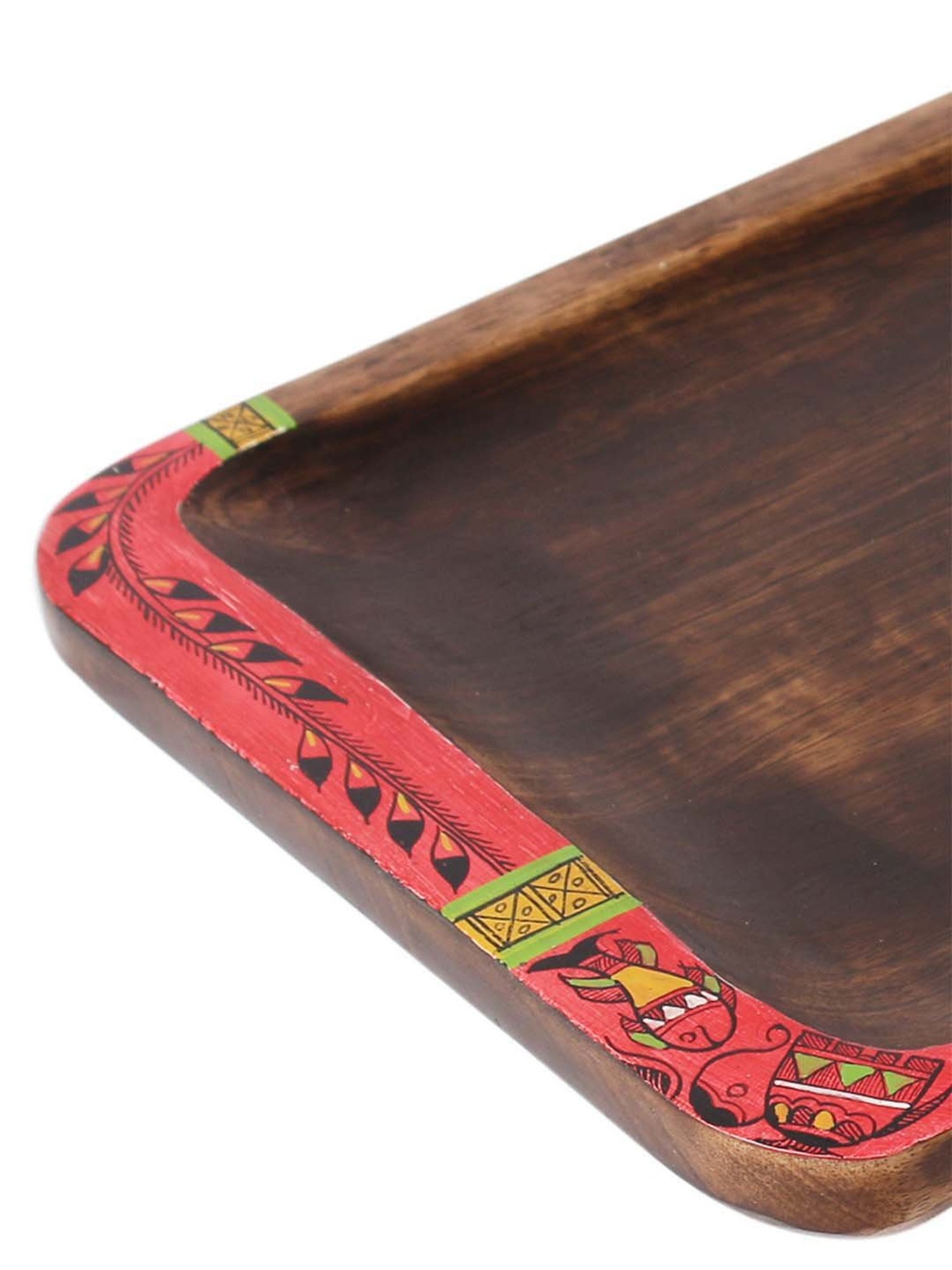 VarEesha Hand Painted Mango Wood Rectangle Tray - Set of 1