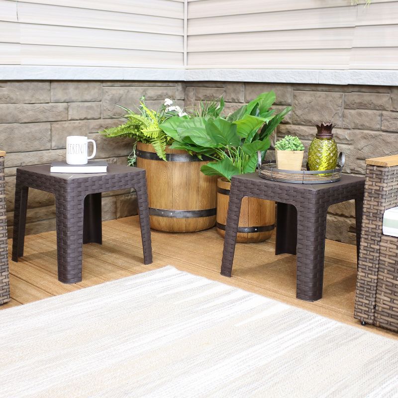 Aluminum Square Patio Side Table - Brown - Crestlive Products