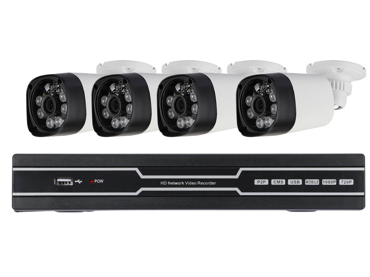 1920*1080 HD lens PoE Security Camera System  PoE Wired Video Security System with 4pcs Waterproof IP Security Camera for Home Outdoor/Indoor Surveillance, Hard Dirve Free Remote Access