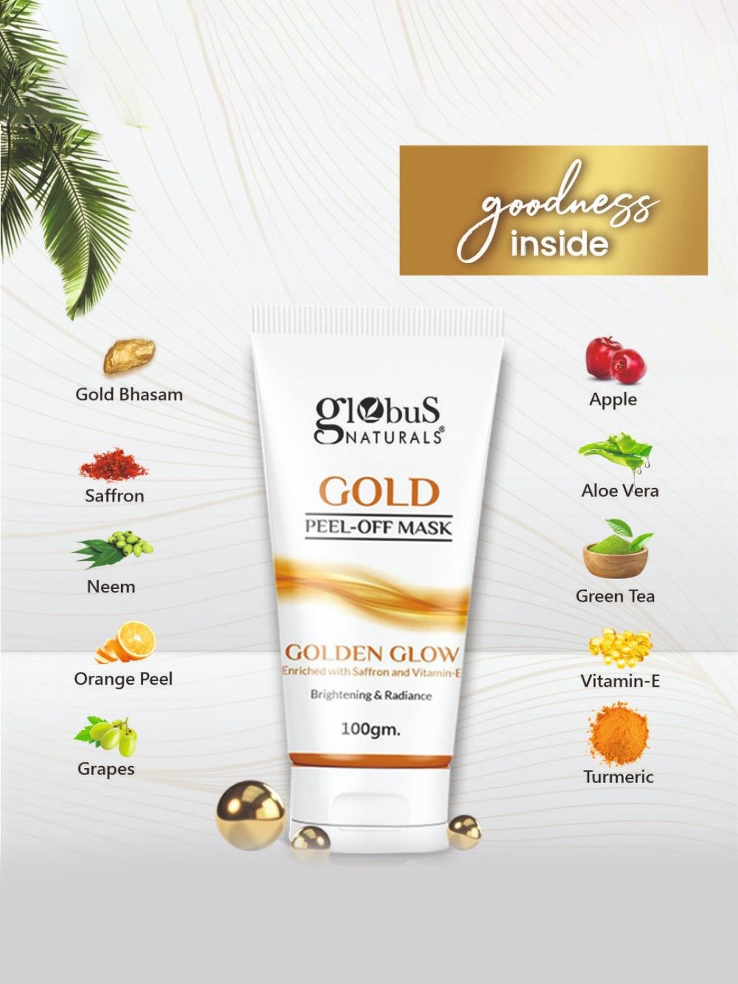 Globus Naturals Gold Peel-Off Mask - Pack of 5