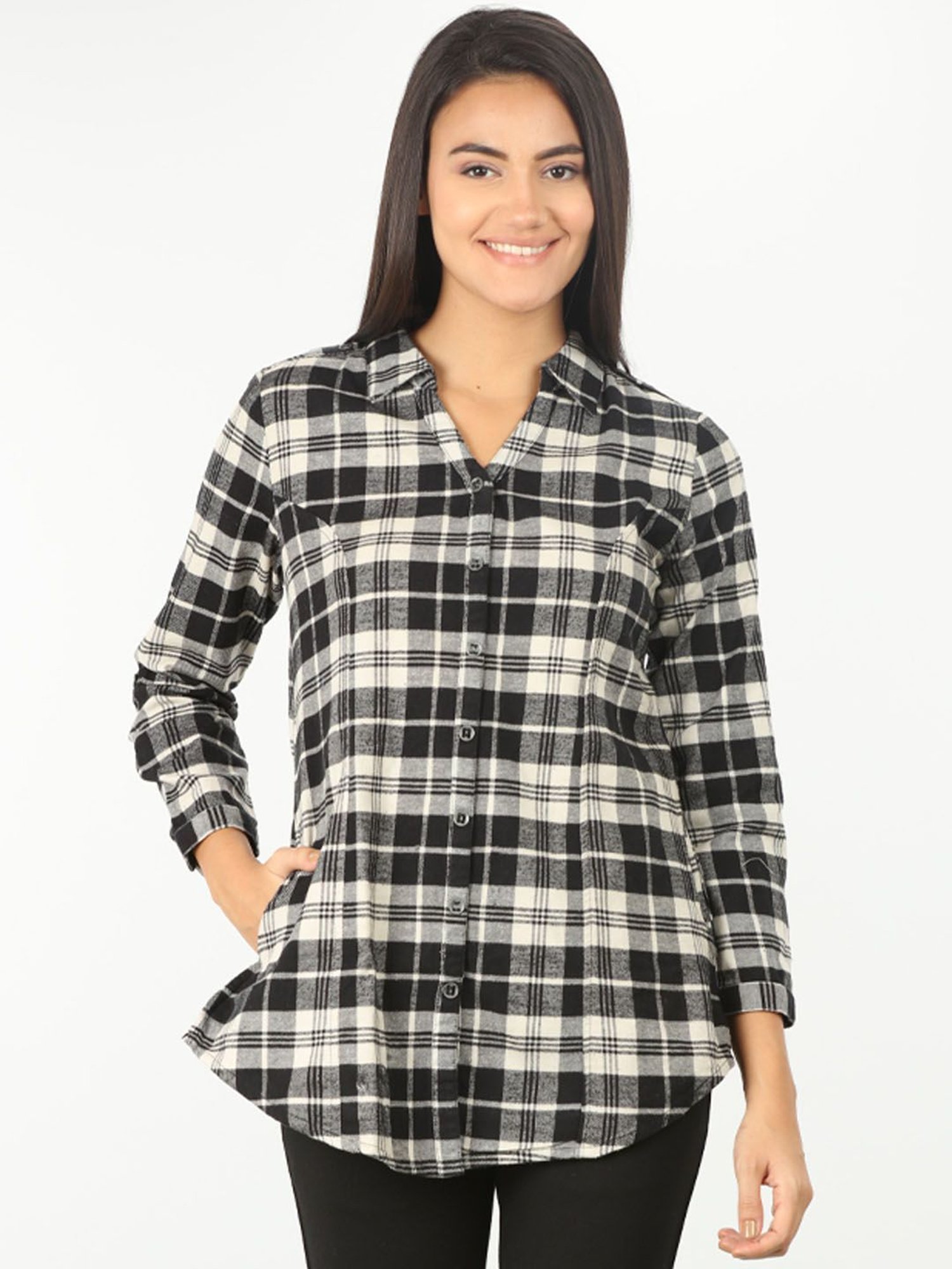 Mustard Black & White Checks Shirt