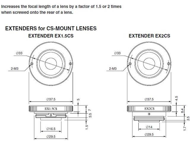 Computar Ganz High Quality CCTV Camera Lens Accessories EX2C Extender (2X) for C-Mount