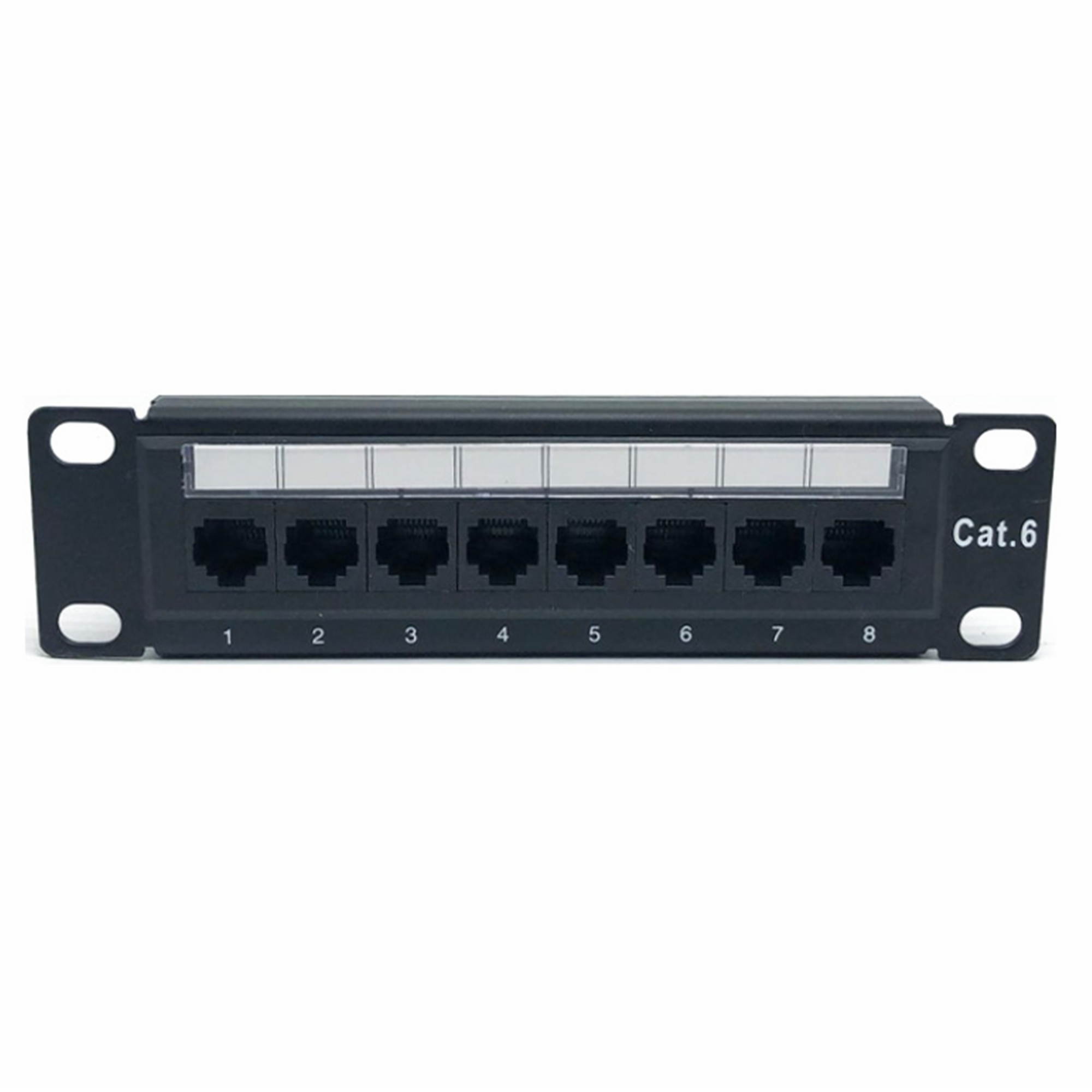 Yankok CAT6 8 Port Patch Panel Supports Back CAT5/5e Unshielded with Coded T568A/B Wiring for RJ45 Network Cables Rack/Wall Mount 1U (Come with Basic Termination Tool)