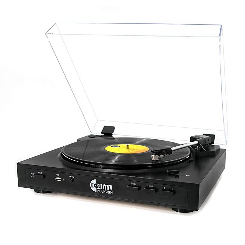 Players, Vintage Turntable with 3-Speed Belt Driven,Bluetooth 5.0 with Built in Speakers, Unique Style Vinyl Player, Supports USB/AUX in/RCA Output (Black Wood)