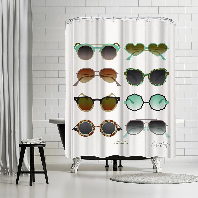 Americanflat Sunglasses Mint And Sepia by Cat Coquillette 71" x 74" Shower Curtain