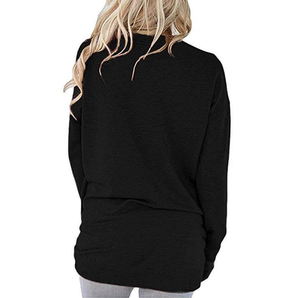 Shusuen Women Casual Long Sleeve Round Neck Sweatshirt Loose T Shirt Blouses Tops