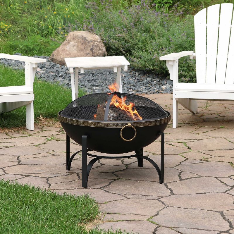 DeckMate 30371 Avondale Outdoor Backyard Patio Portable Steel Fire Bowl Fire Pit, Antiqued Copper Finish