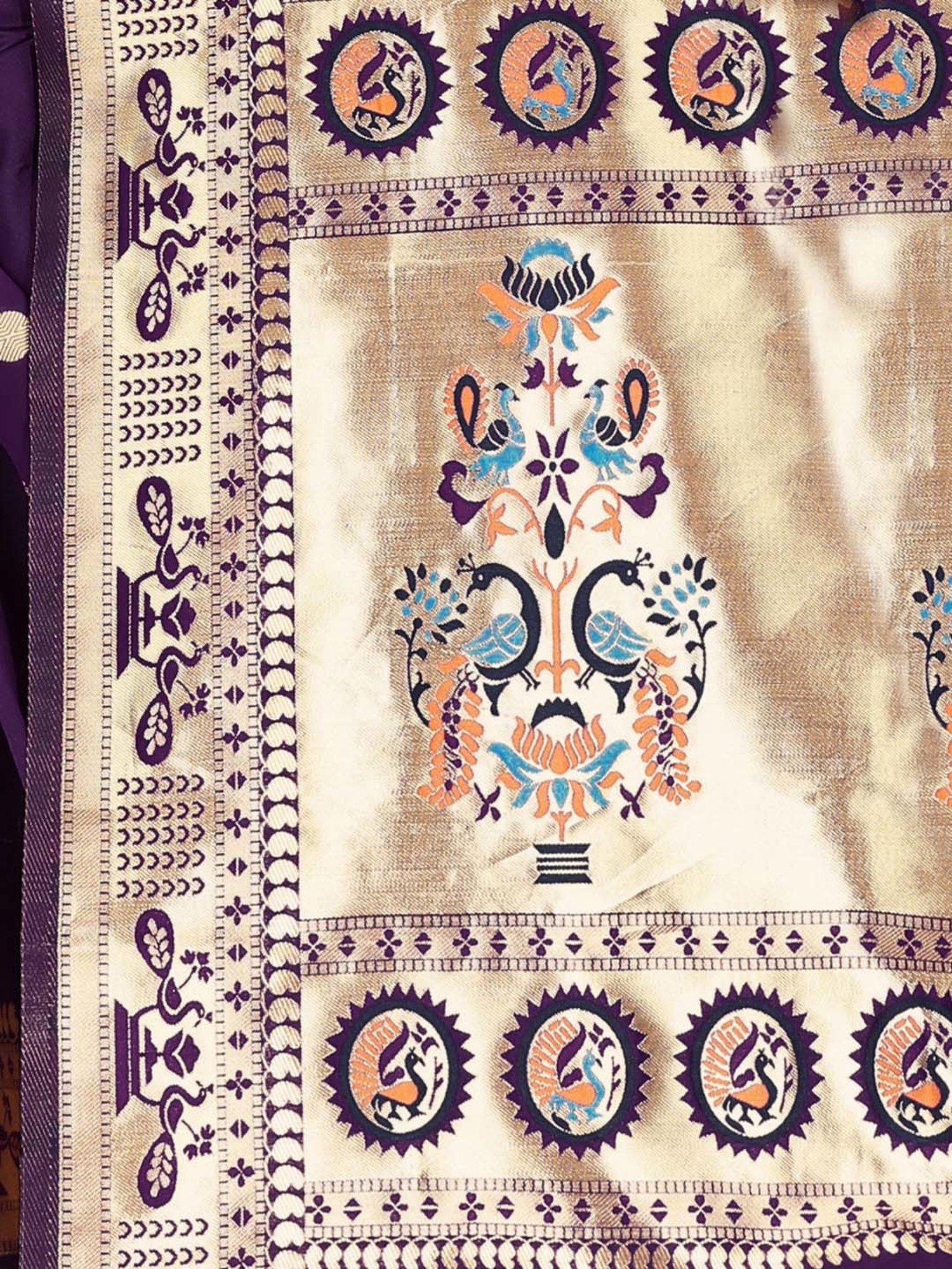 Unnati Silks Red Silk Printed Saree With Unstitched Blouse