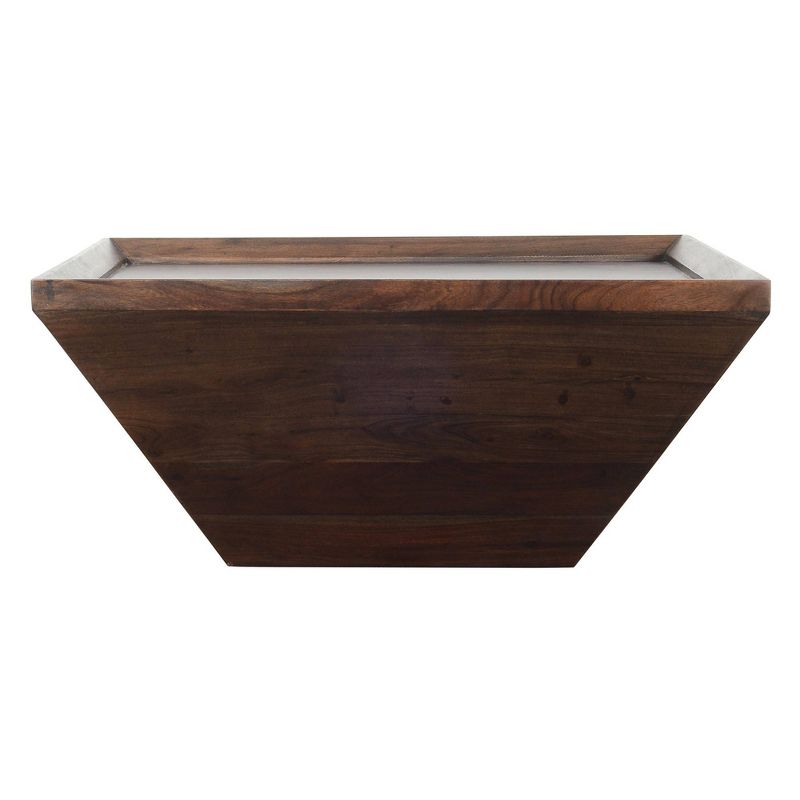 36" Square Shape Acacia Wood Coffee Table with Trapezoid Base Brown - The Urban Port