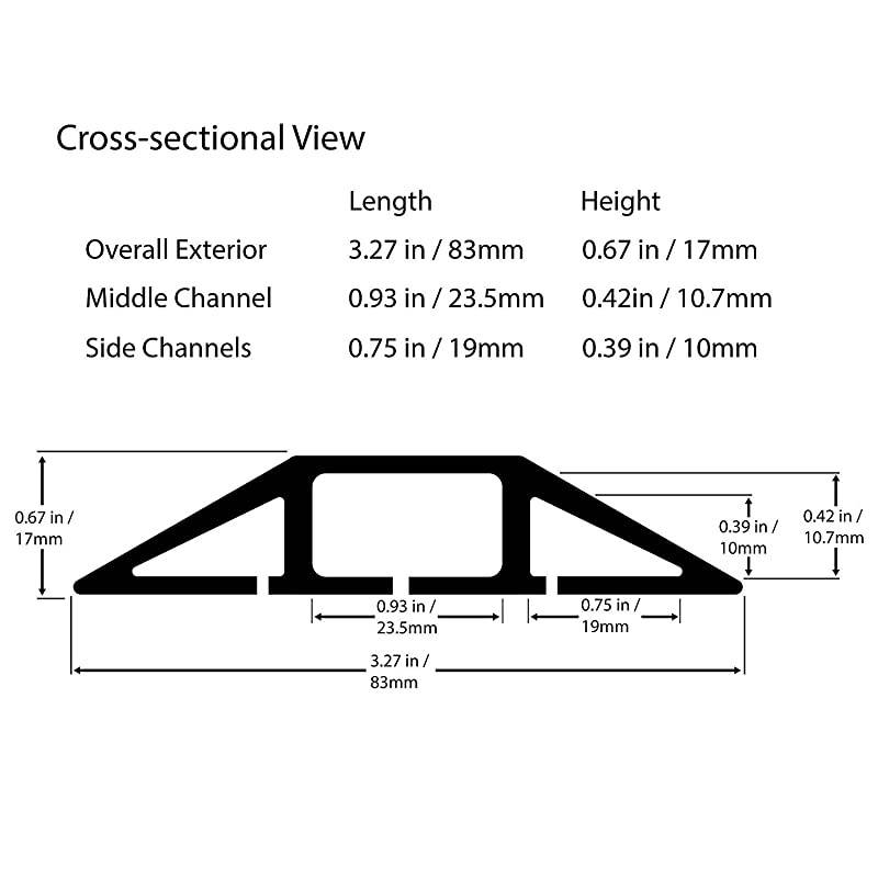 Cable Cover 65 Ft Cord Protector 3 Channels Contains Cords Cables and Wires Perfect for Office Home Workshop Warehouse Concert or Other Outdoor Surroundings Black