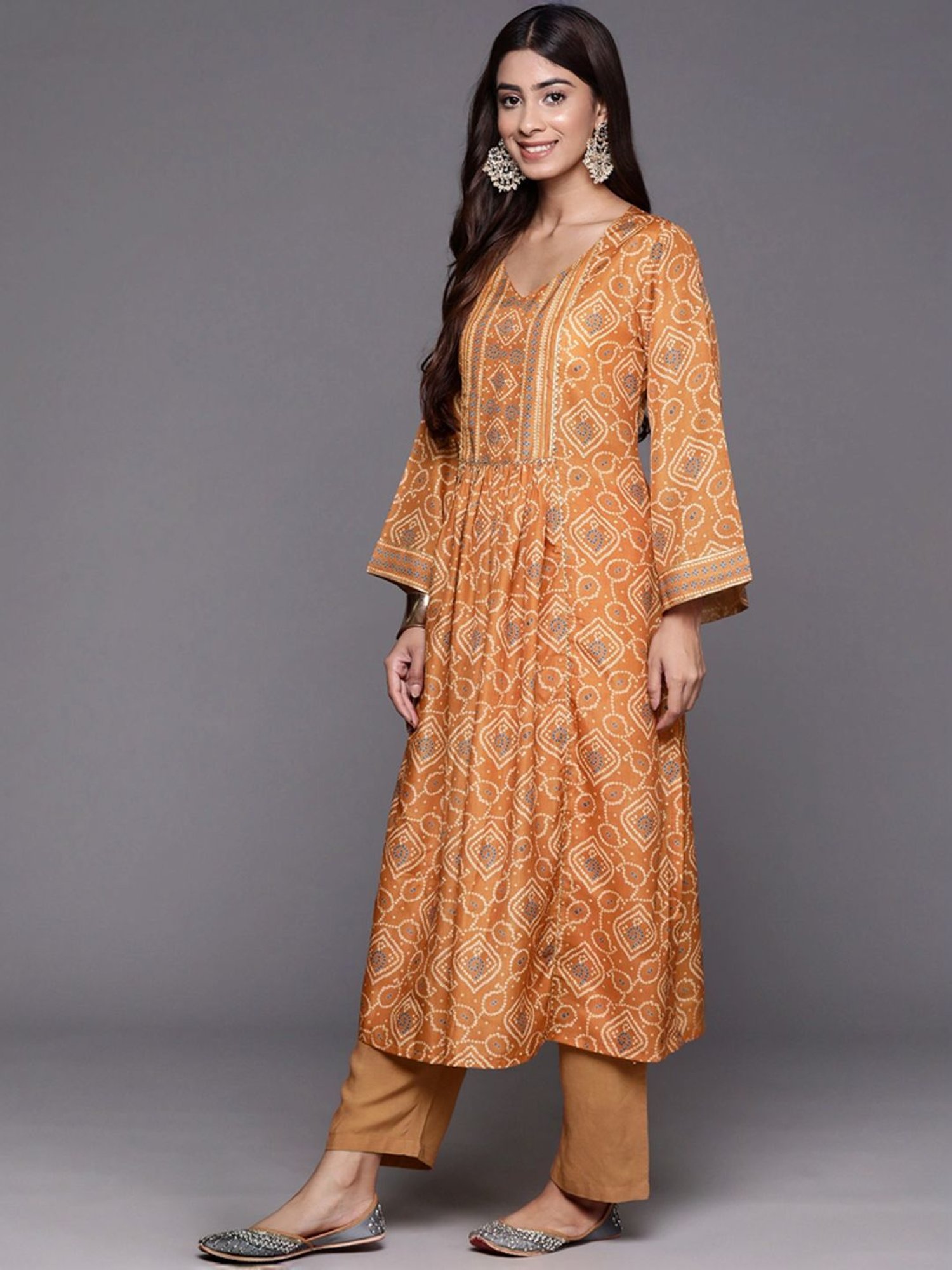 Varanga Rust Printed Kurta Pant Set With Dupatta