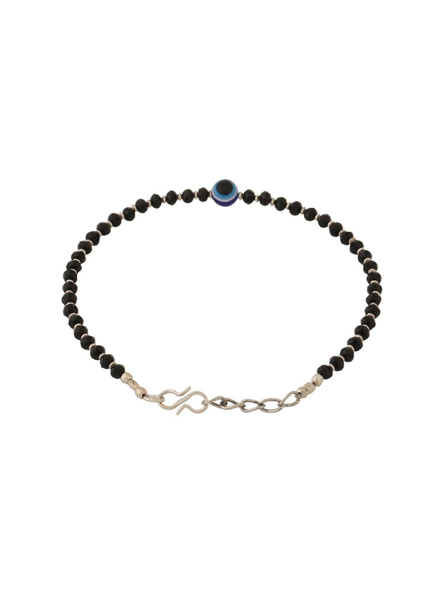 Oomph Black Beads Evil Eye Fashion Anklet