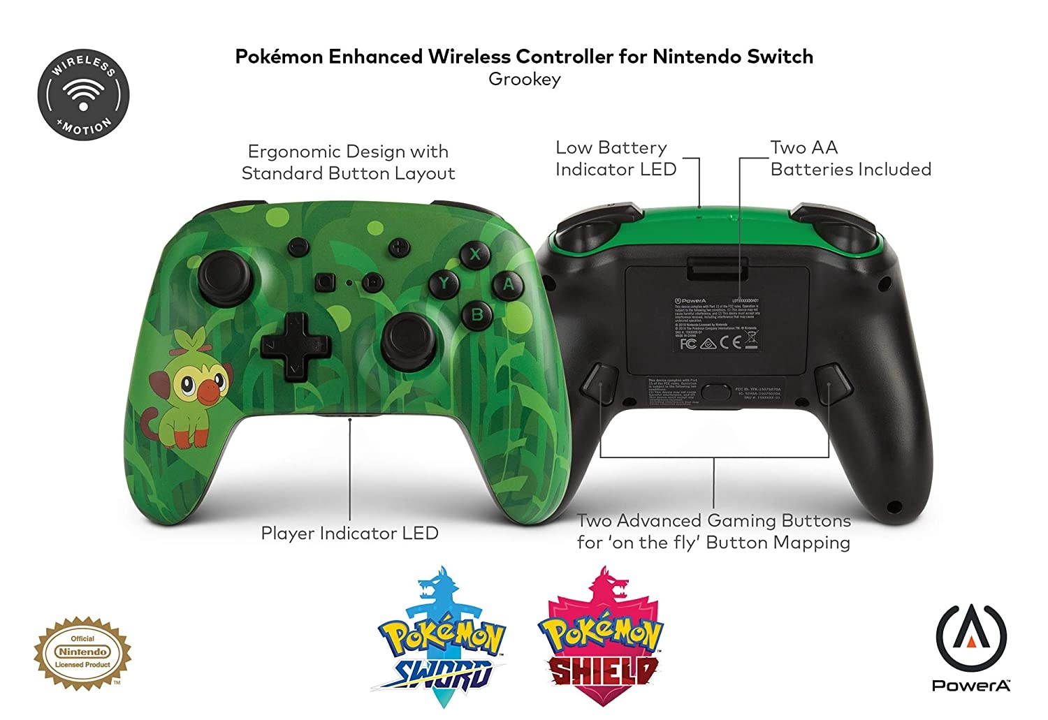 PowerA Pokemon Enhanced Wireless Controller for Nintendo Switch - Grookey