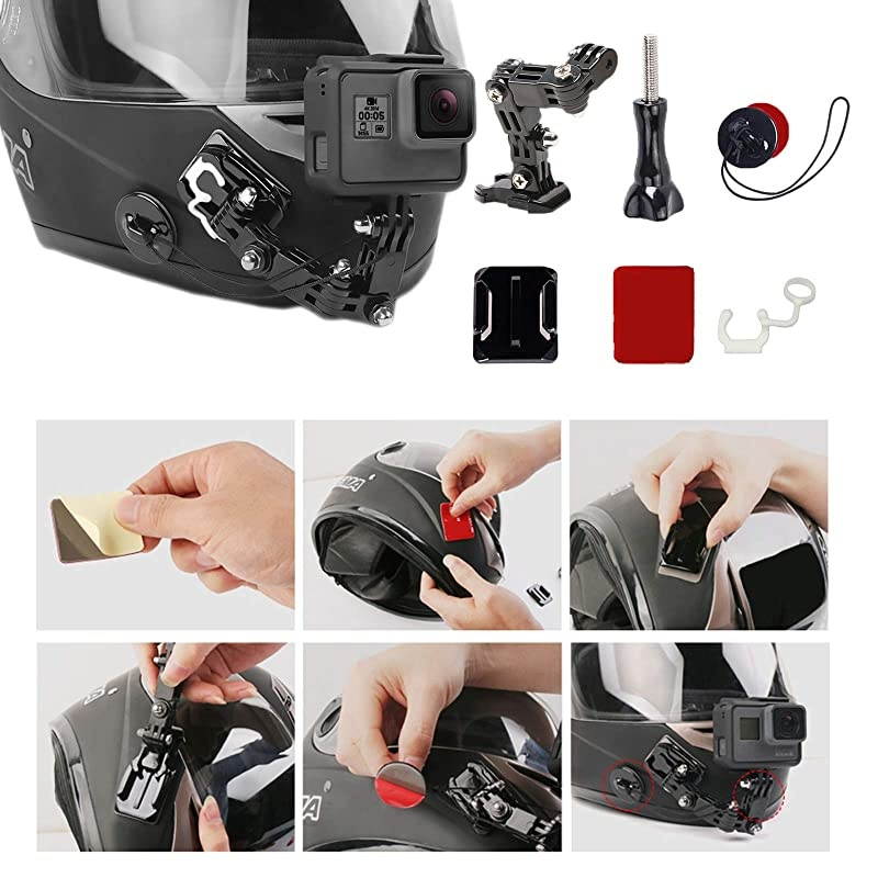 37in1 Motorcycle Helmet Chin Mount Kits for GoPro Hero 9 8 7 Black Silver White 6 5 4 Osmo and Other Action Camera with Extra Camera Tethers Mount Bases and Adhesive Pads