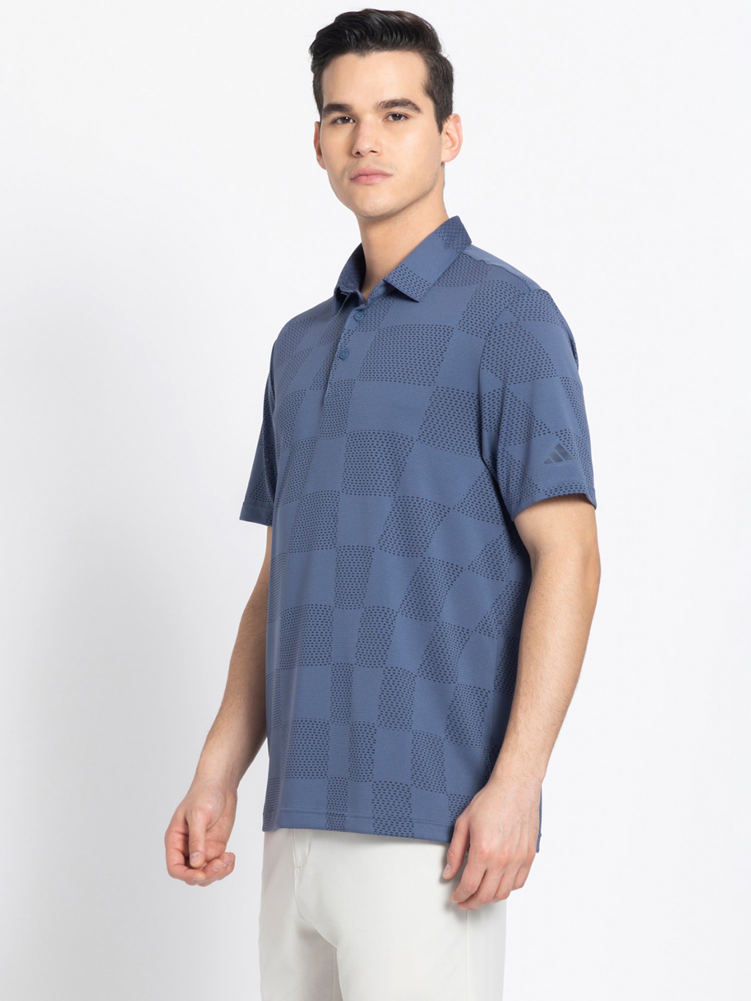 adidas Blue Regular Fit Printed Golf Polo T-Shirt
