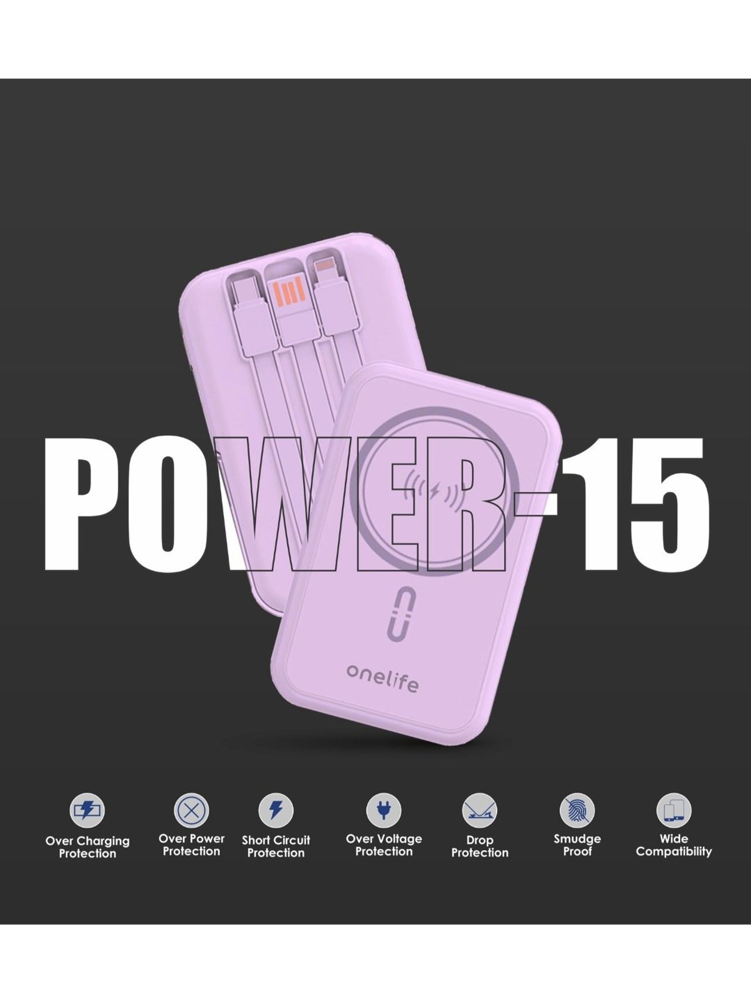 Onelife Power 15, 15W Magnetic Magsafe Wireless (Purple)