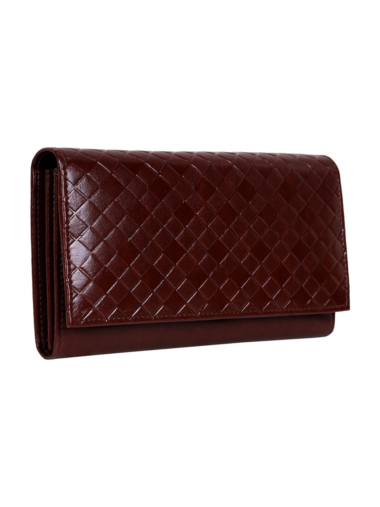Abeeza Brown Textured Leather Large Clutch