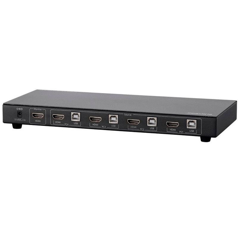 Monoprice 4K 4x1 HDMI 1.4 & USB 2.0 KVM Switch, Includes A USB 2.0 Data Connection With Over Current Detection And Protection