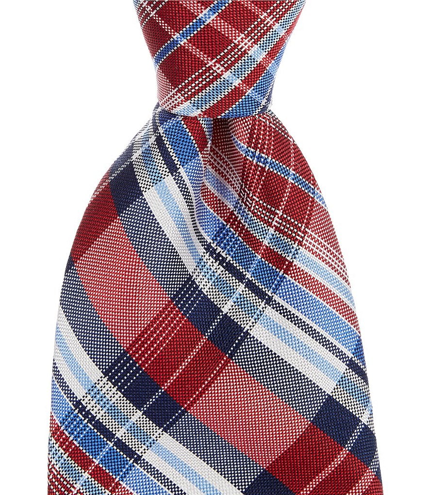 Roundtree & Yorke Davion Plaid Traditional 3 3/8#double; Silk Tie