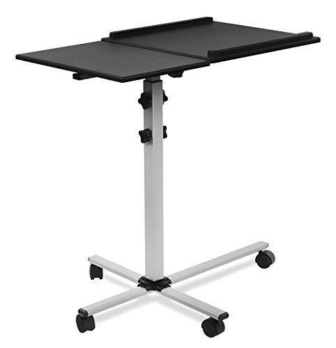 mountit! rolling laptop tray and projector cart, height adjustable presentation cart with wheels mi7945