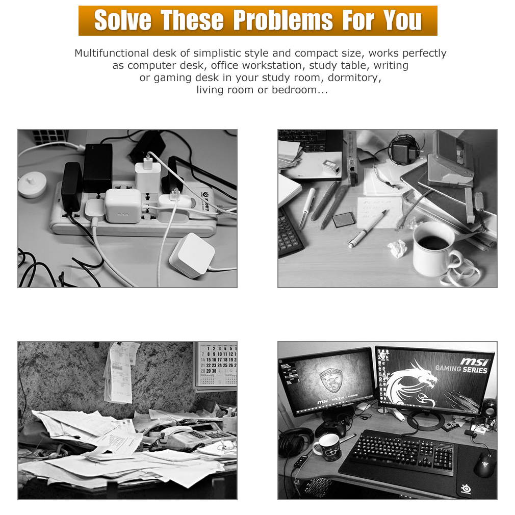 Computer Desk with Bookshelf Office Desk Gaming Desk Extra Large 47.2&rdquo;W x 23.6 Writing Student Girl Kids Study Desk Simple Modern Ergonomic Table Workstation,Vintage