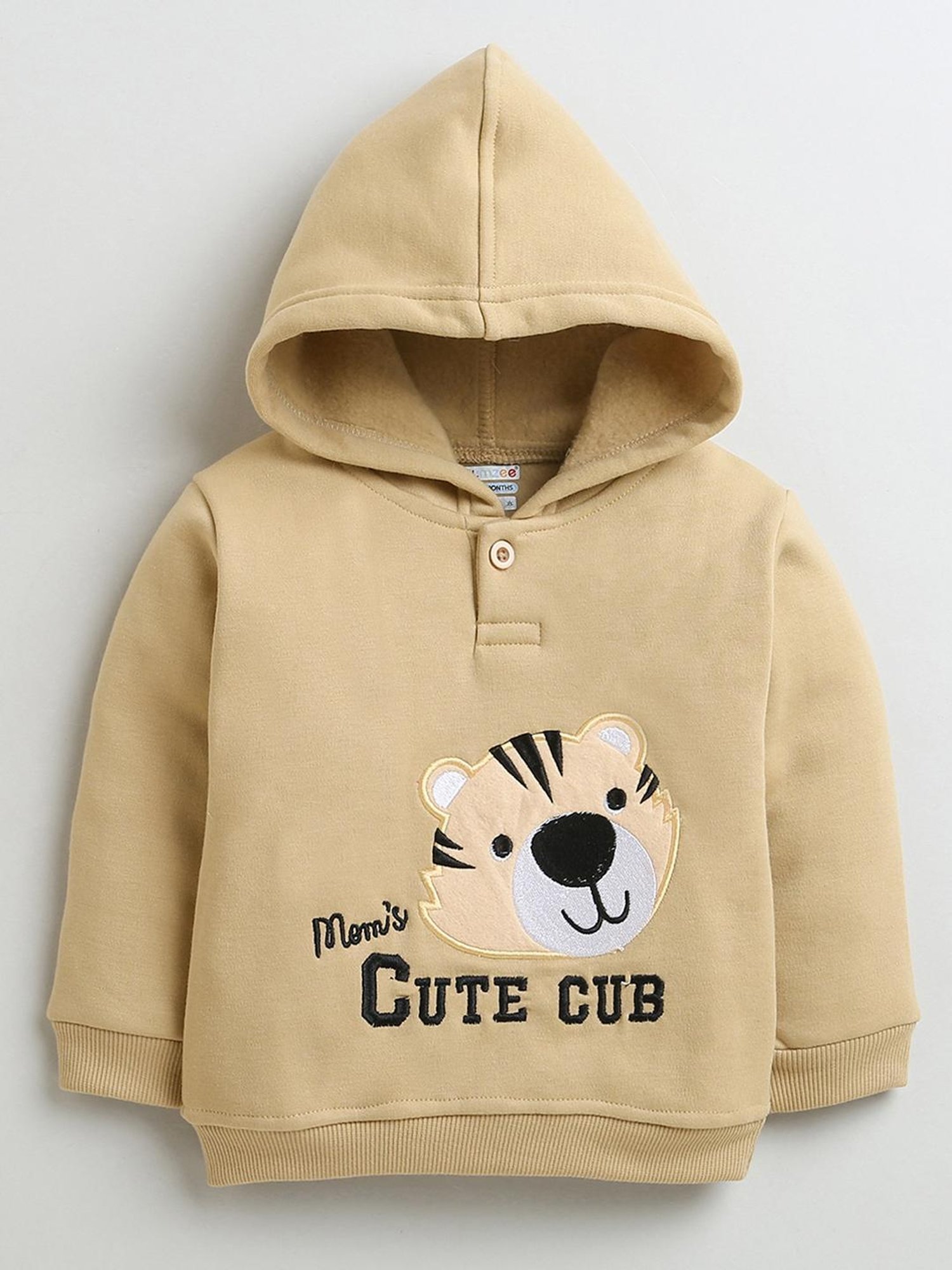 Bumzee Boys Beige & Black Printed Full Sleeves Hoodie with Joggers