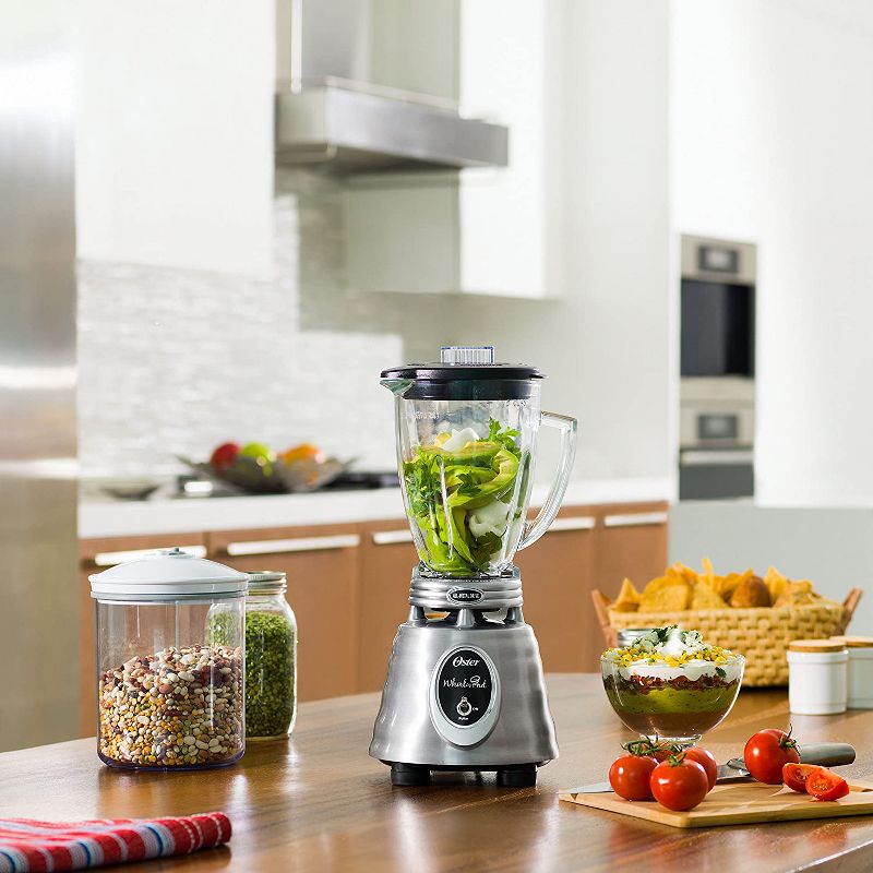 Oster Classic Series Stainless Steel Whirlwind 6 Cup Capacity Countertop Blender and 3 Cup Capacity S Blade Food Chopper Kitchen Appliance Set