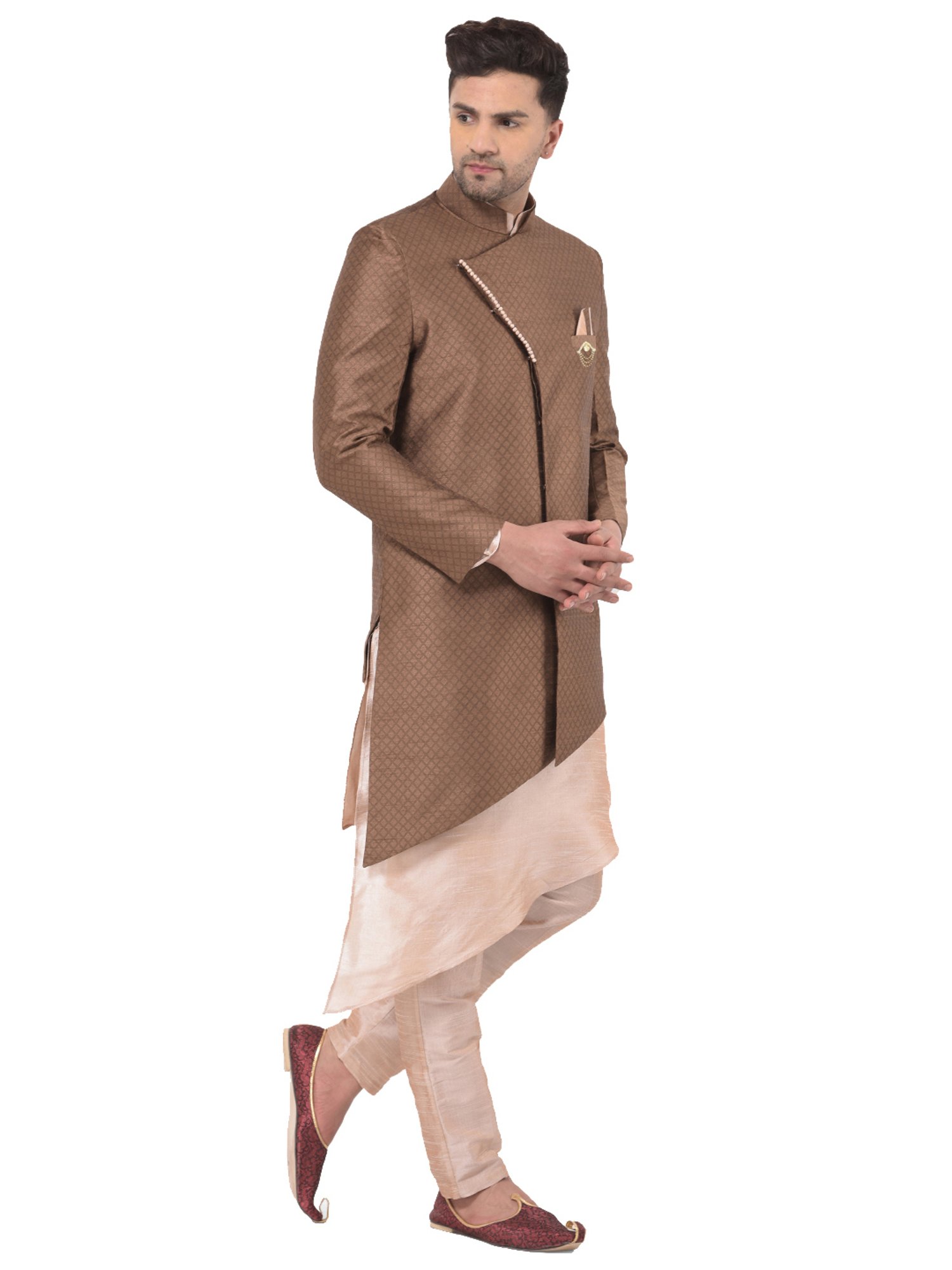 SG RAJASAHAB Brown Regular Fit Kurta Set